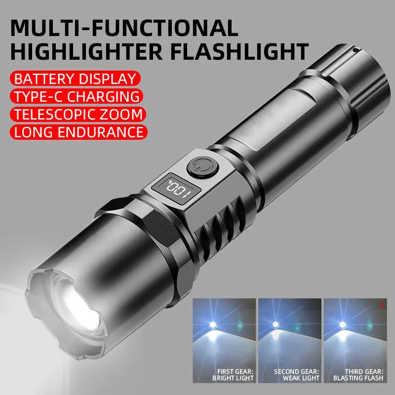 Outdoor Lighting Bollards - High Power XHP100 Led Flashlight Rechargeable
