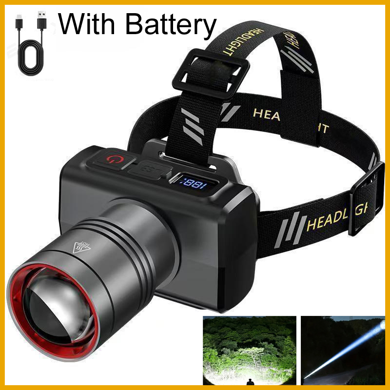 Outdoor Lighting With Motion Sensor - 2026 LED digital Rechargeable Headlamp Super