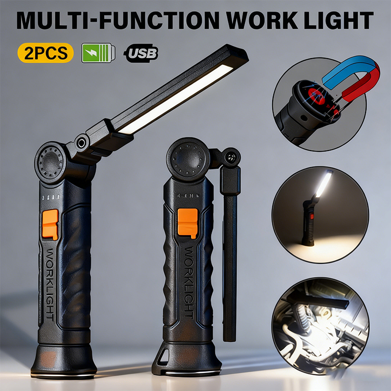 Outdoor Lighting Bollards - Portable COB LED Flashlight USB Rechargeable