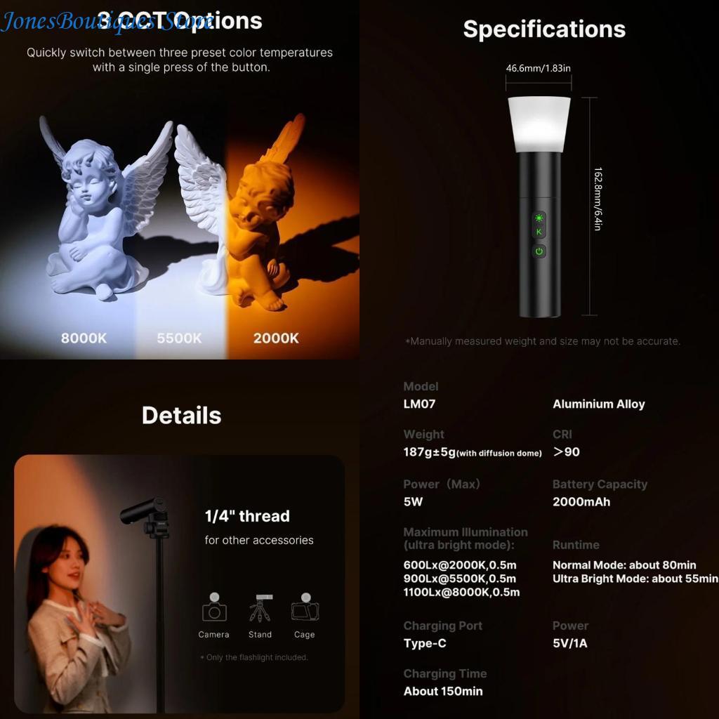 Outdoor Lighting In Photography - LM07 Videography Flashlight Zoomable Photography Fill