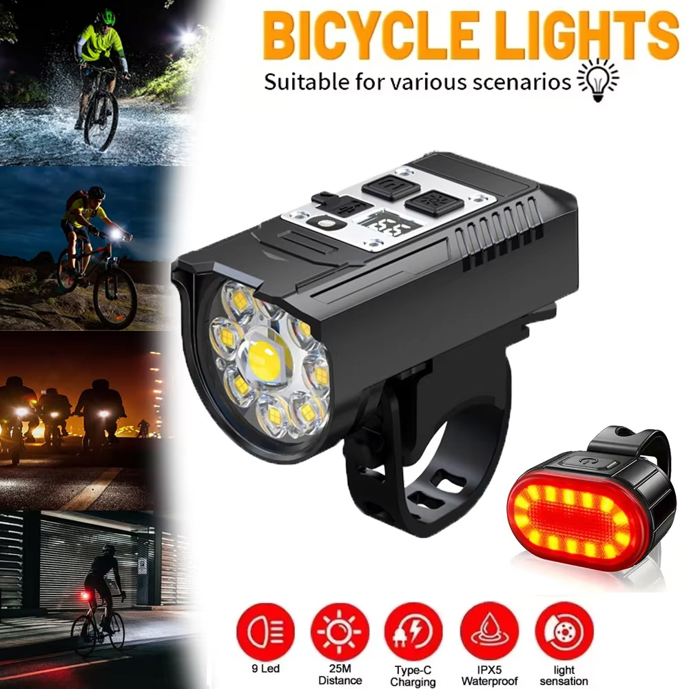 Outdoor Lighting Bollards - 9 LED Bicycle Headlight USB Rechargeable