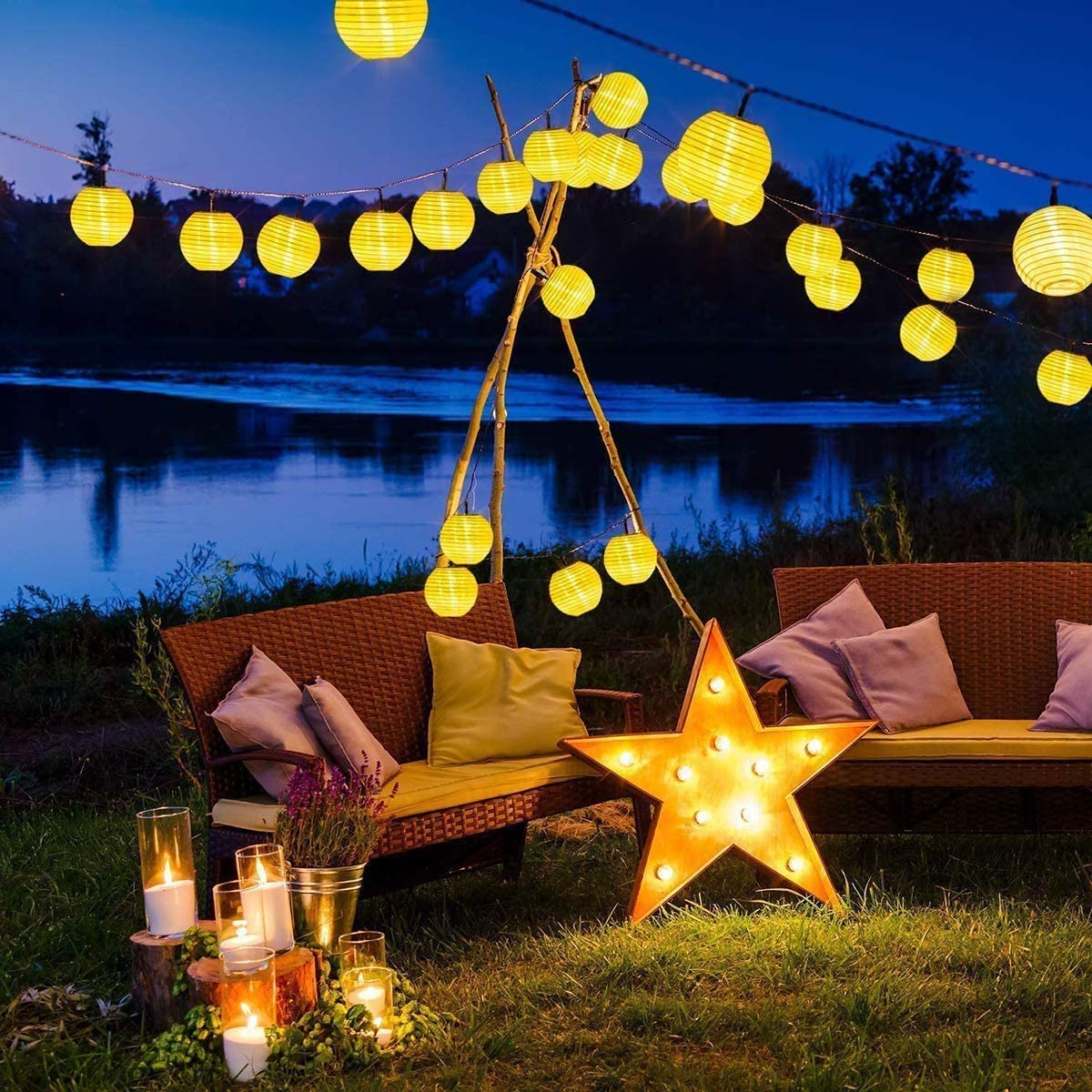 Waterproof Lantern Solar Strin - Halo Outdoor Lighting ulasan dan harga