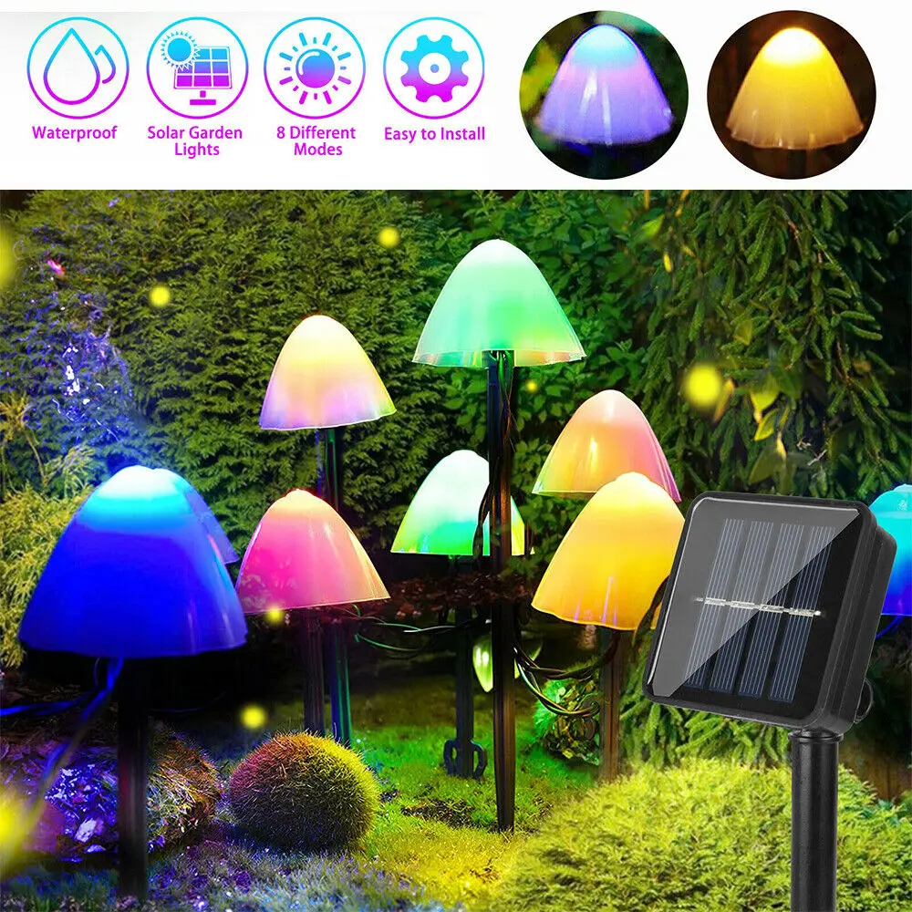 10 LED Solar Mushroom Lights O - Outdoor Lighting Transformer ulasan dan harga