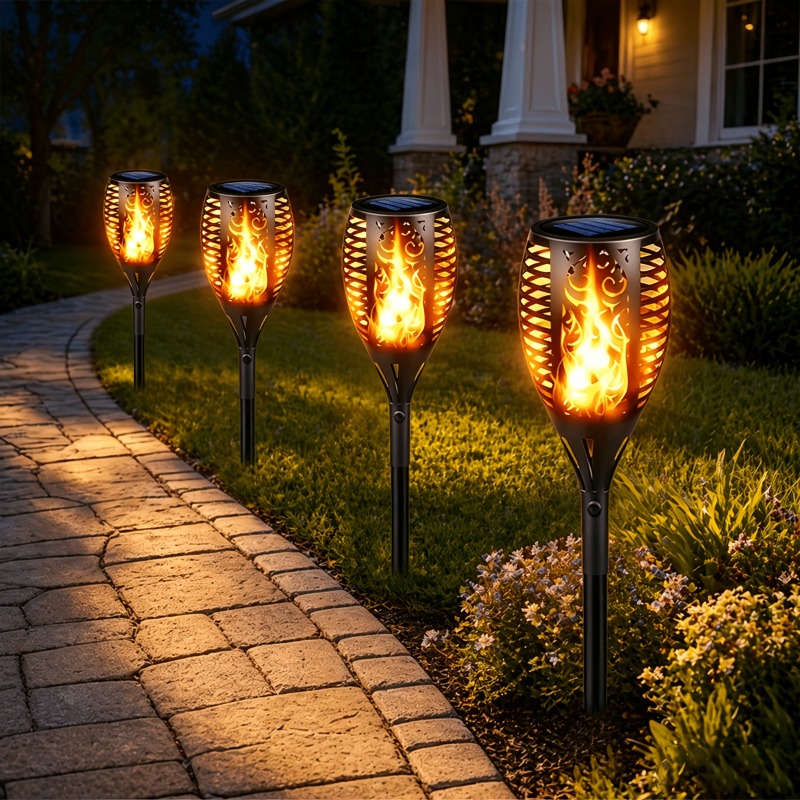 1/2/4Pack Waterproof LEDs Sola - Fire Torch Solar ulasan dan harga
