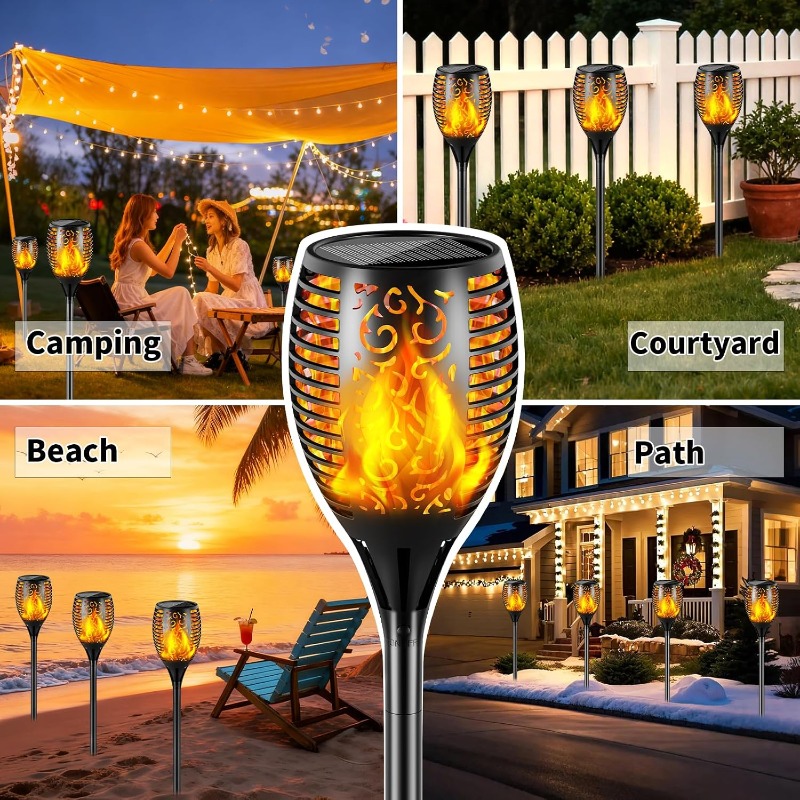 1/2/4Pack Waterproof LEDs Sola - Fire Torch Solar ulasan dan harga
