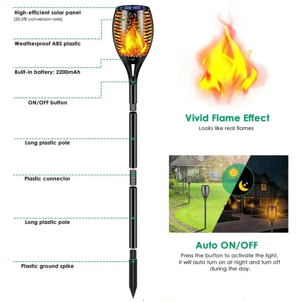 Outdoor Solar Garden Torch Lig - Fire Torch Solar ulasan dan harga