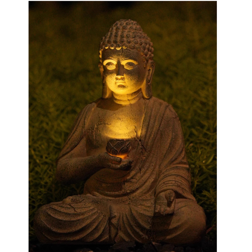 Resin Solar Buddha Statue Scul - Outdoor Lighting Bollards ulasan dan harga