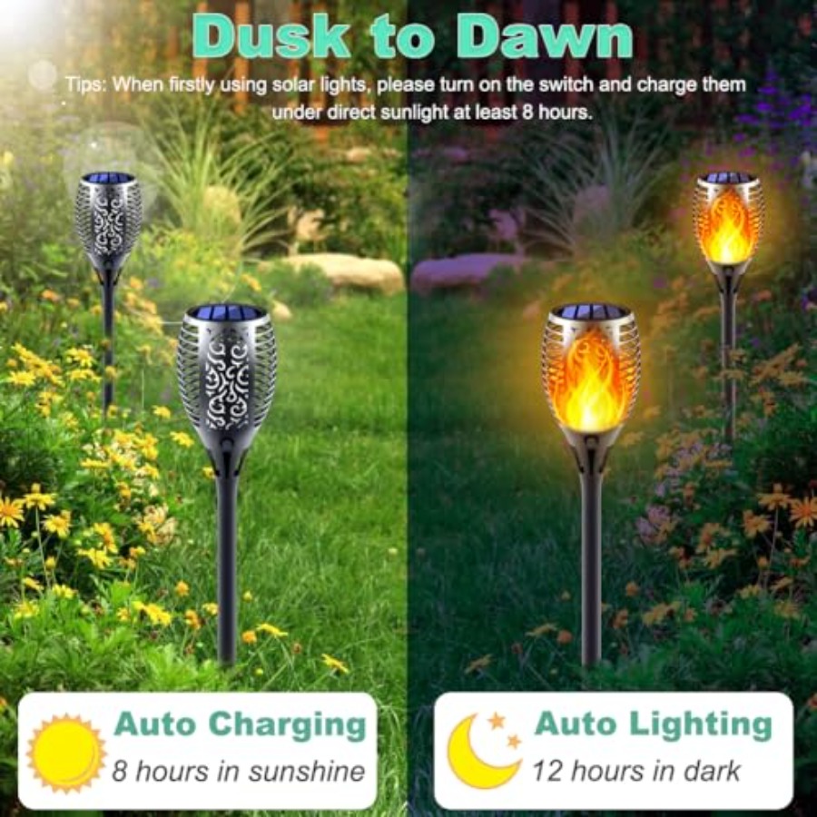 Solar Torch Lights with Flicke - Fire Torch Solar ulasan dan harga