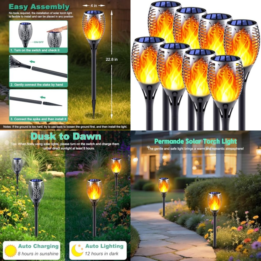 Solar Torch Lights with Flicke - Fire Torch Solar ulasan dan harga