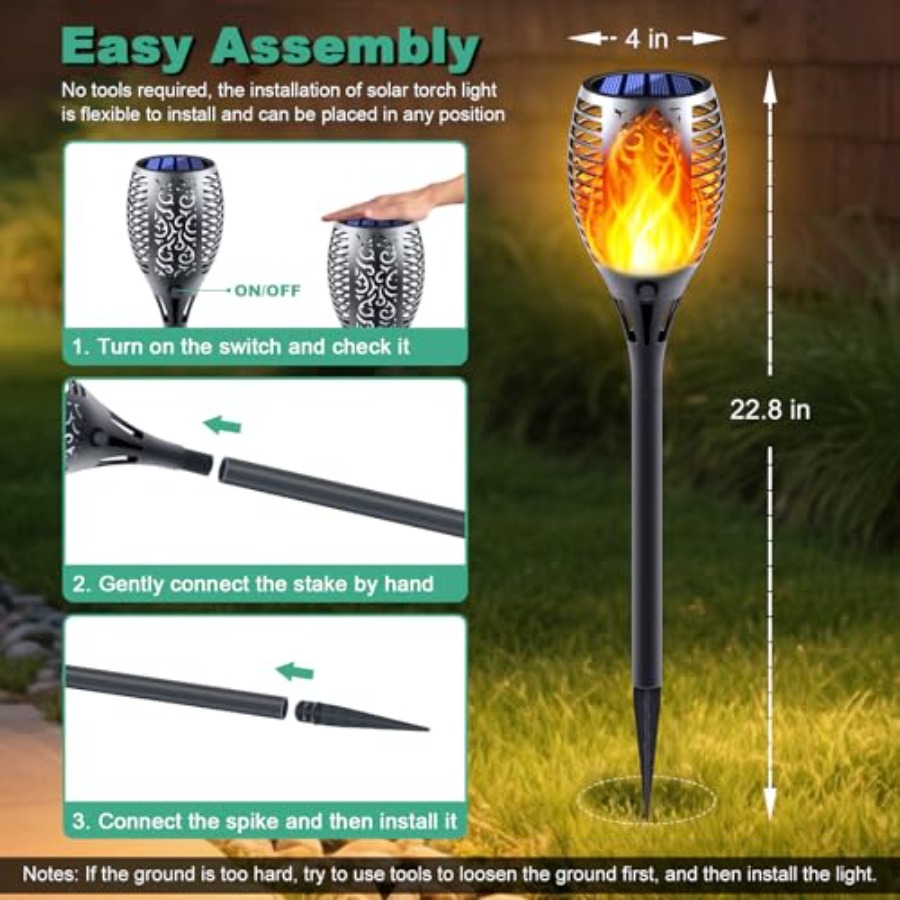 Solar Torch Lights with Flicke - Fire Torch Solar ulasan dan harga