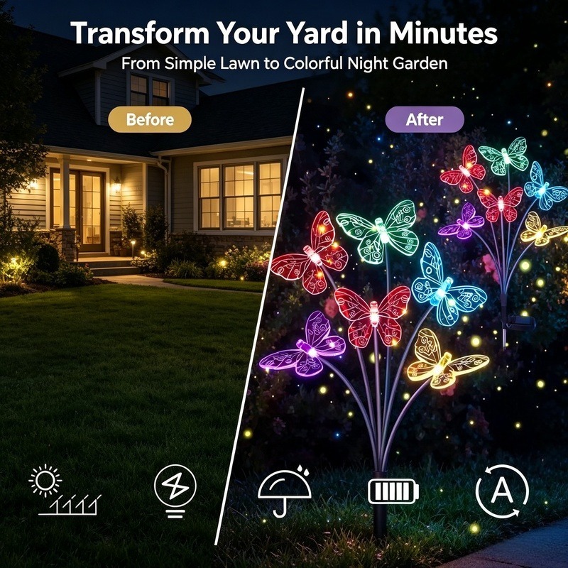 Solar Powered Butterfly Lights - Outdoor Lighting Garden ulasan dan harga