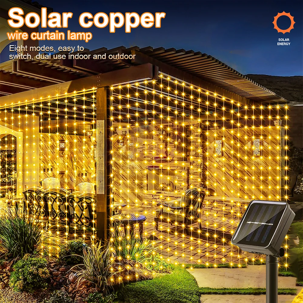 Solar LED Curtain Light Outdoo - Outdoor Lighting Cable ulasan dan harga