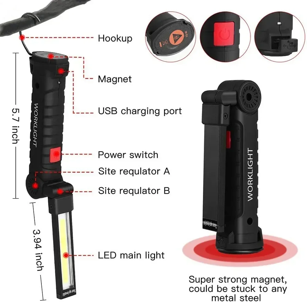 LED COB Flashlight USB Recharg - Outdoor Lighting Bollards ulasan dan harga