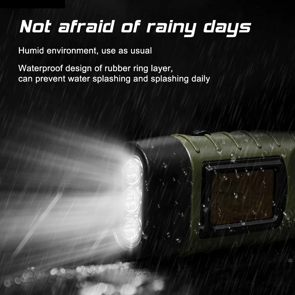 LED Flashlight Hand Crank Sola - Fire Torch Solar ulasan dan harga