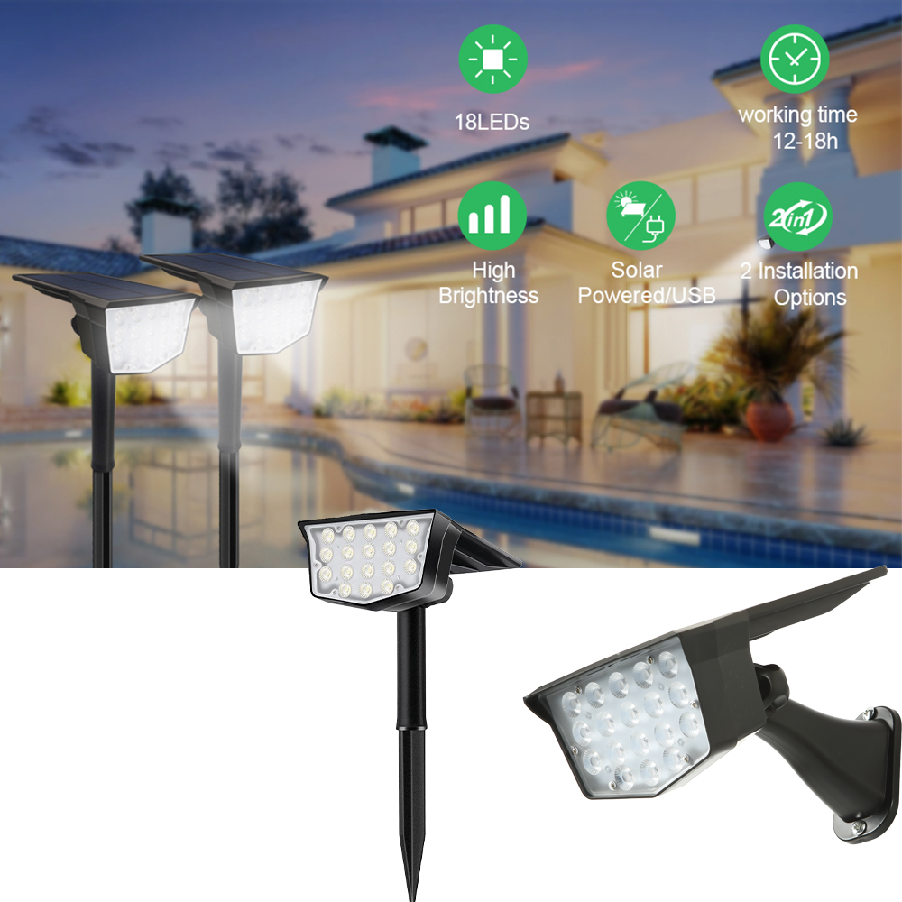 2Pcs Solar Outdoor Spot Lights - Outdoor Lighting Switch ulasan dan harga
