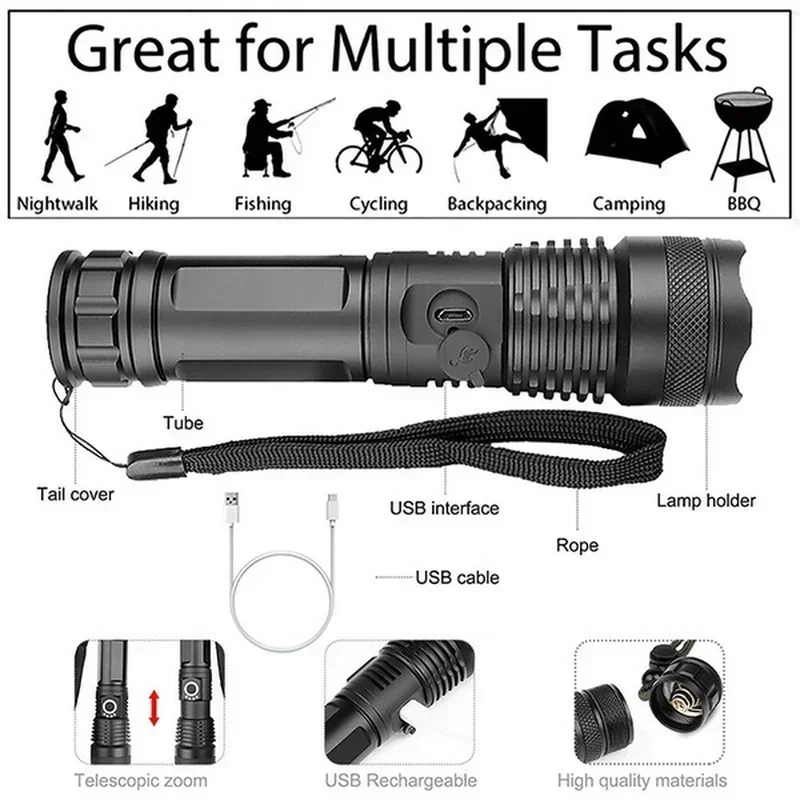 High Power XHP70 Led Flashligh - Outdoor Lighting Bollards ulasan dan harga